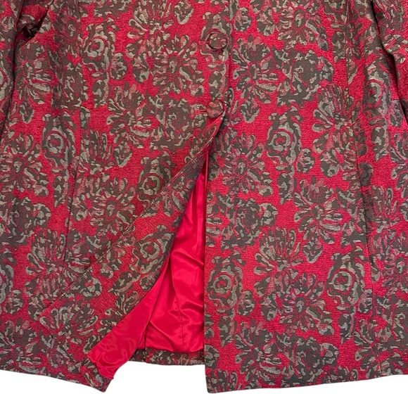 New Chico’s Red Floral Jacquard Topper Jacket Coat Button Front Size 3/Large-16 - Picture 9 of 16